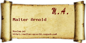 Malter Arnold névjegykártya